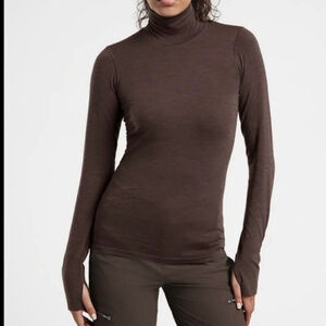 ATHLETA FORESTHILL ASCENT SEAMLESS TURTLENECK WALNUT BROWN SIZE MEDIUM NWT